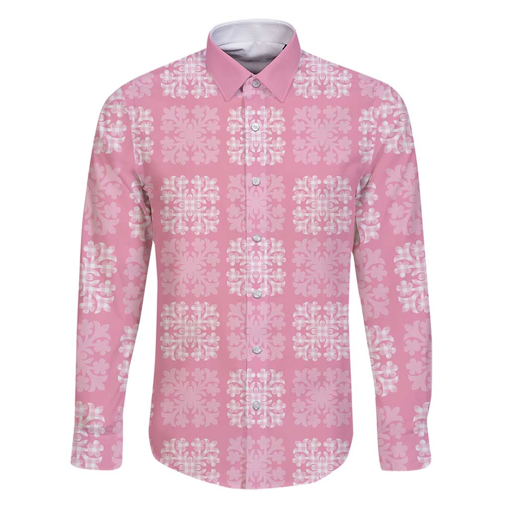 Pink Palaka Quilt Hawaii Family Matching Tank Maxi Dress and Hawaiian Shirt Traditional Hawaii-plaid Pattern - Polynesian Pride