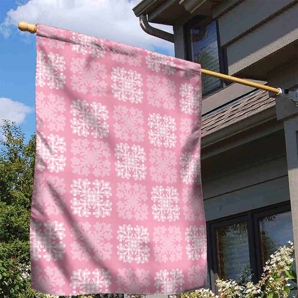 Pink Palaka Quilt Hawaii Garden Flag Traditional Hawaii-plaid Pattern - Polynesian Pride
