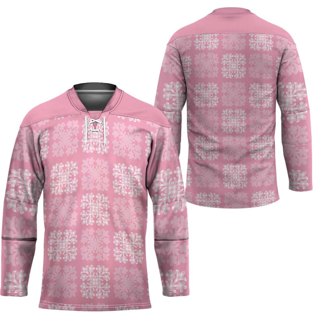 Pink Palaka Quilt Hawaii Hockey Jersey Traditional Hawaii-plaid Pattern - Polynesian Pride
