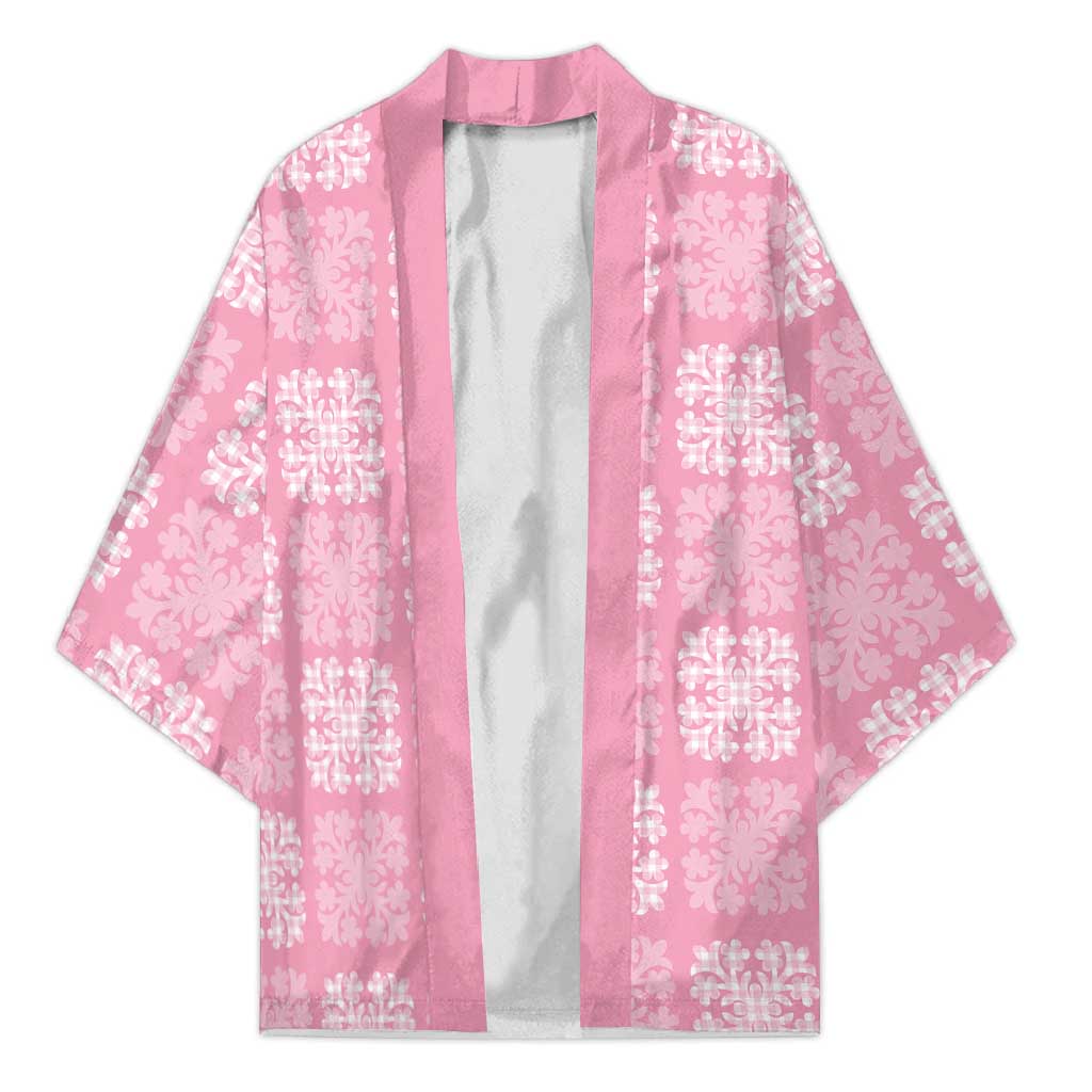 Pink Palaka Quilt Hawaii Kimono Traditional Hawaii-plaid Pattern - Polynesian Pride