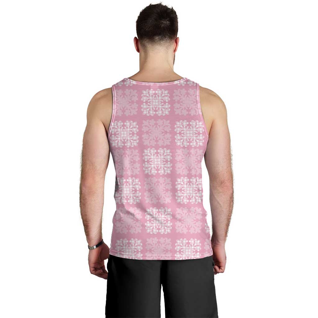 Pink Palaka Quilt Hawaii Men Tank Top Traditional Hawaii-plaid Pattern - Polynesian Pride