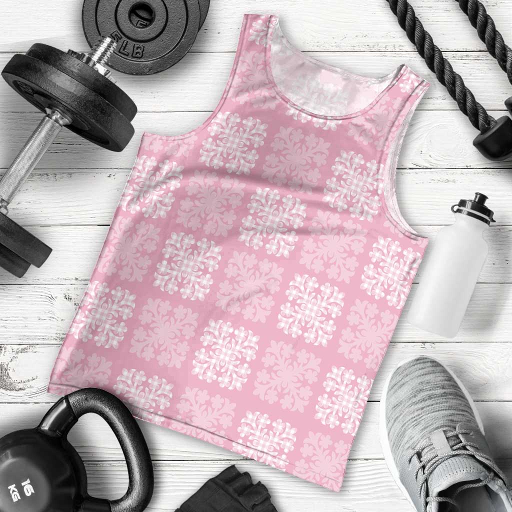 Pink Palaka Quilt Hawaii Men Tank Top Traditional Hawaii-plaid Pattern - Polynesian Pride