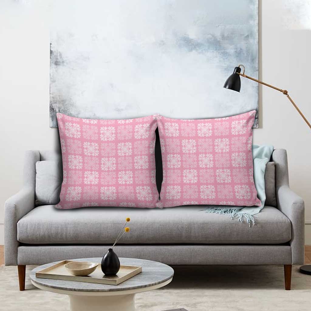 Pink Palaka Quilt Hawaii Pillow Cover Traditional Hawaii-plaid Pattern - Polynesian Pride