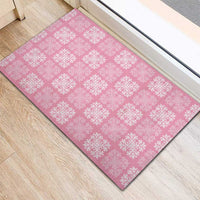 Pink Palaka Quilt Hawaii Rubber Doormat Traditional Hawaii-plaid Pattern - Polynesian Pride