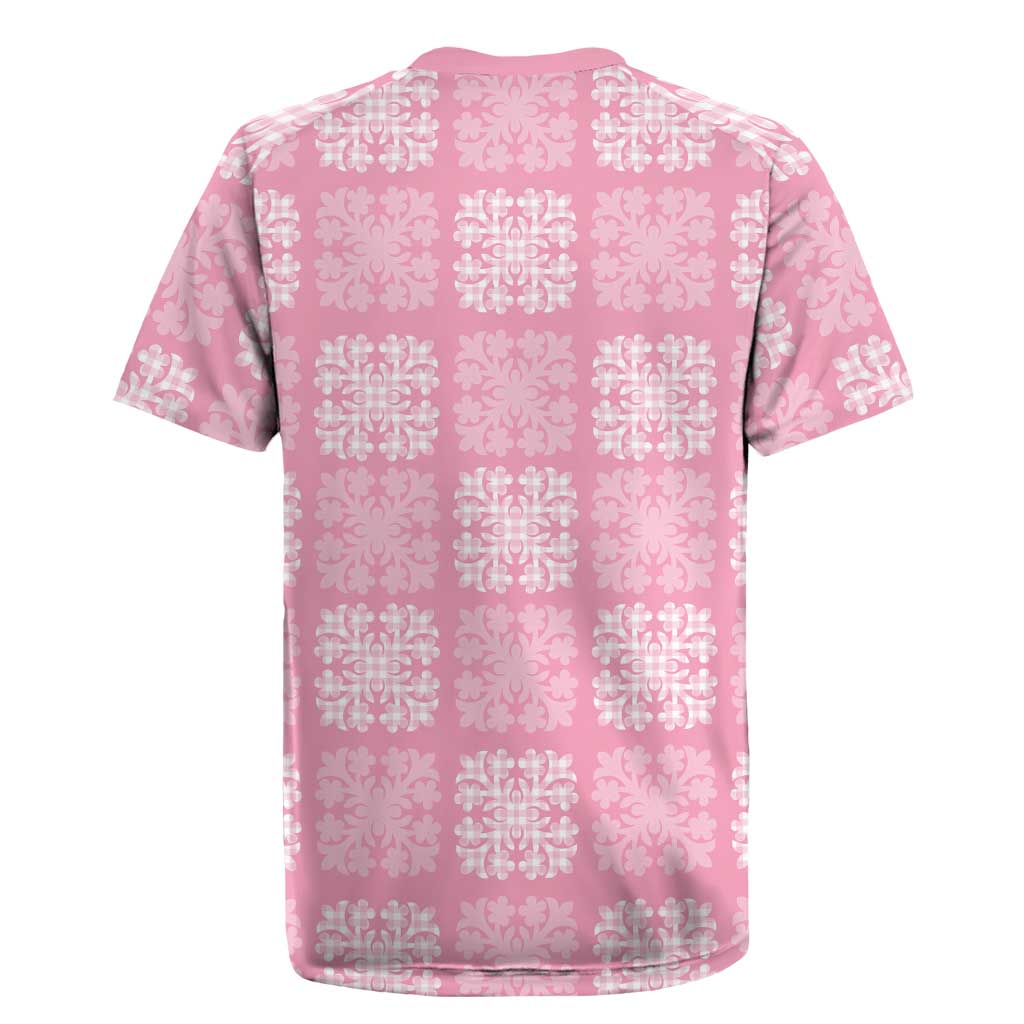 Pink Palaka Quilt Hawaii Rugby Jersey Traditional Hawaii-plaid Pattern - Polynesian Pride