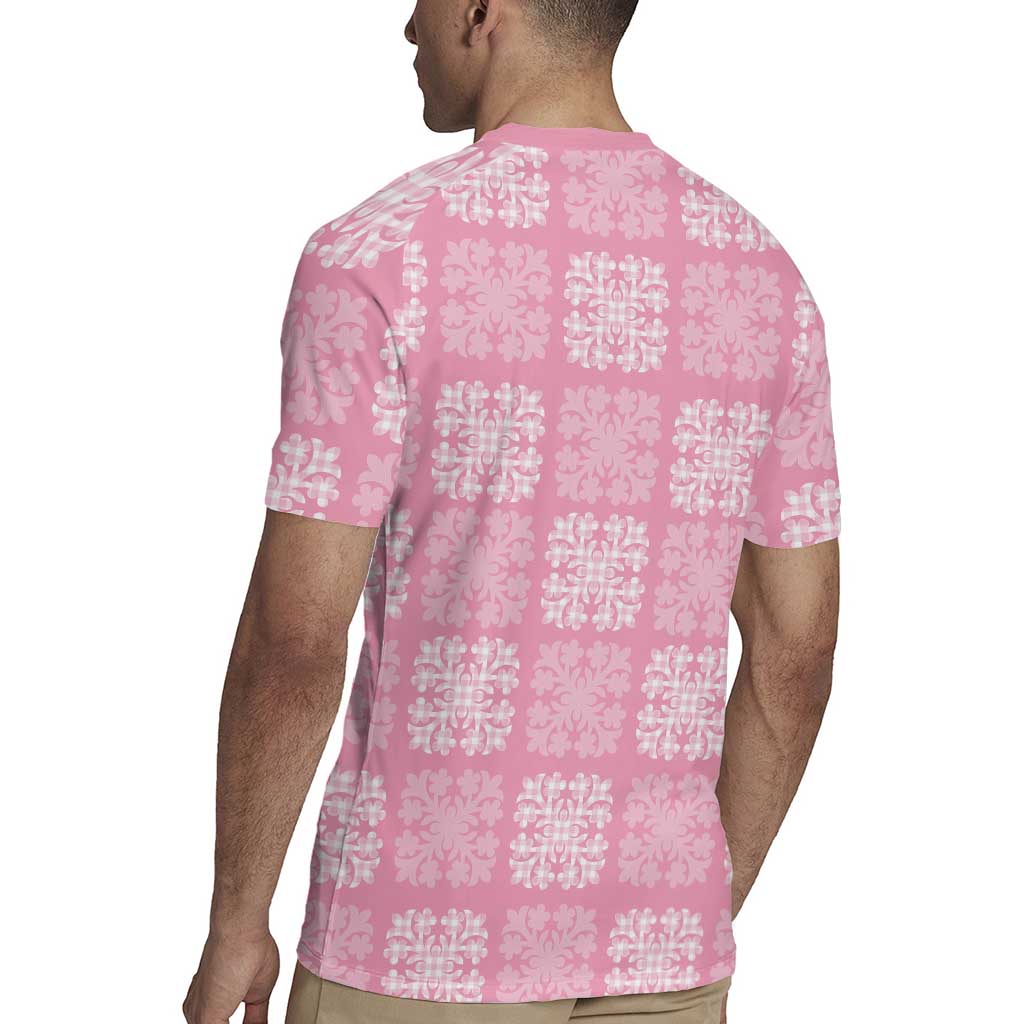 Pink Palaka Quilt Hawaii Rugby Jersey Traditional Hawaii-plaid Pattern - Polynesian Pride