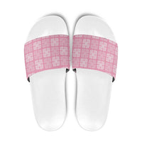 Pink Palaka Quilt Hawaii Slide Sandals Traditional Hawaii-plaid Pattern - Polynesian Pride
