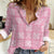 Pink Palaka Quilt Hawaii Women Casual Shirt Traditional Hawaii-plaid Pattern - Polynesian Pride