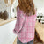 Pink Palaka Quilt Hawaii Women Casual Shirt Traditional Hawaii-plaid Pattern - Polynesian Pride