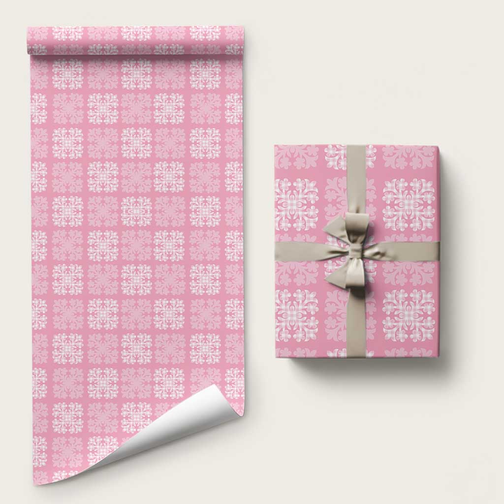 Pink Palaka Quilt Hawaii Wrapping Paper Traditional Hawaii-plaid Pattern - Polynesian Pride