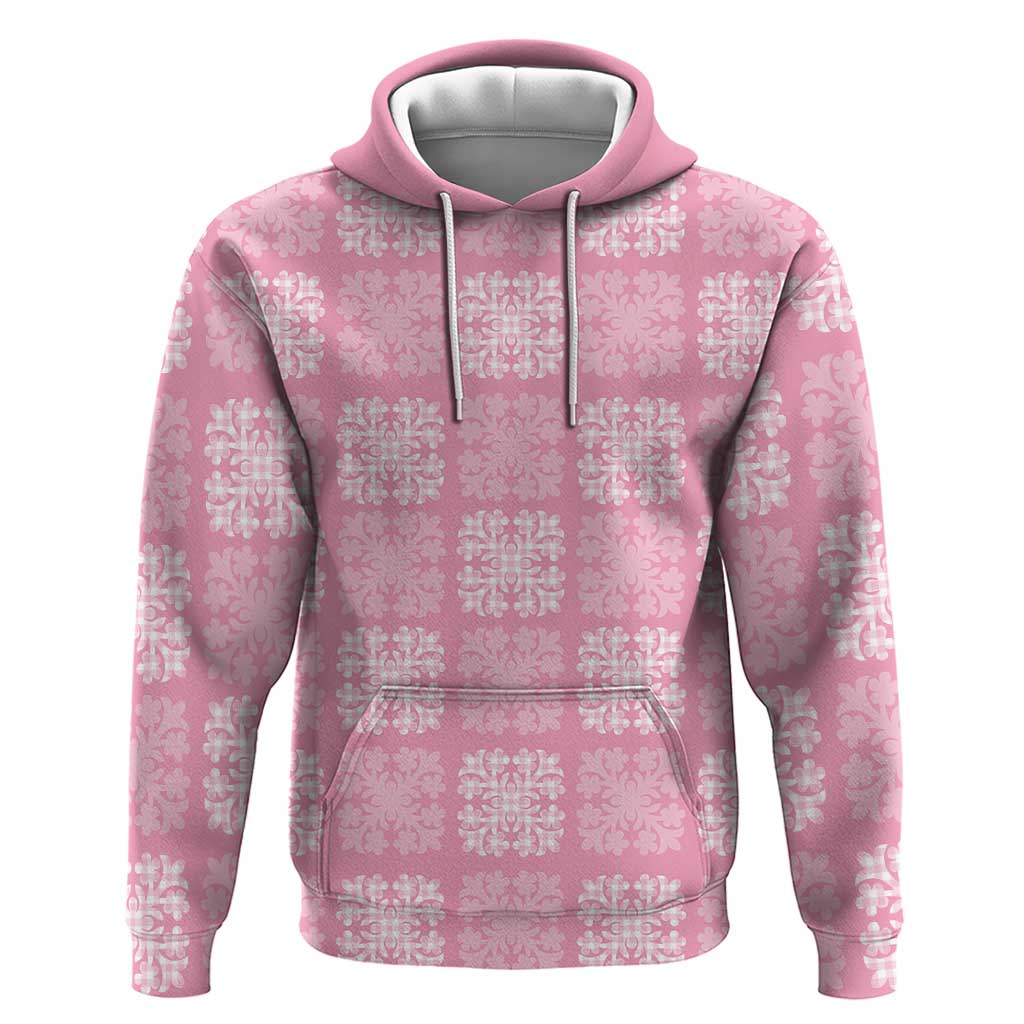 Pink Palaka Quilt Hawaii Zip Hoodie Traditional Hawaii-plaid Pattern - Polynesian Pride