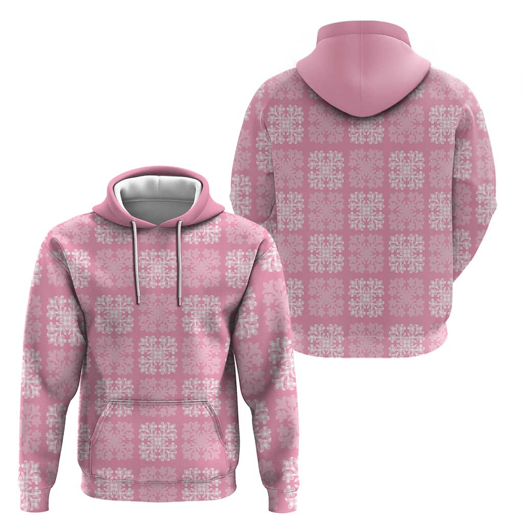 Pink Palaka Quilt Hawaii Zip Hoodie Traditional Hawaii-plaid Pattern - Polynesian Pride