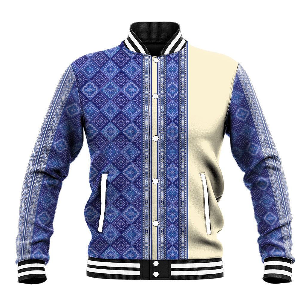 Mabuhay Philippines Festival Baseball Jacket Yakan Modern Filipiniana Inspired LT14 Unisex Blue - Polynesian Pride