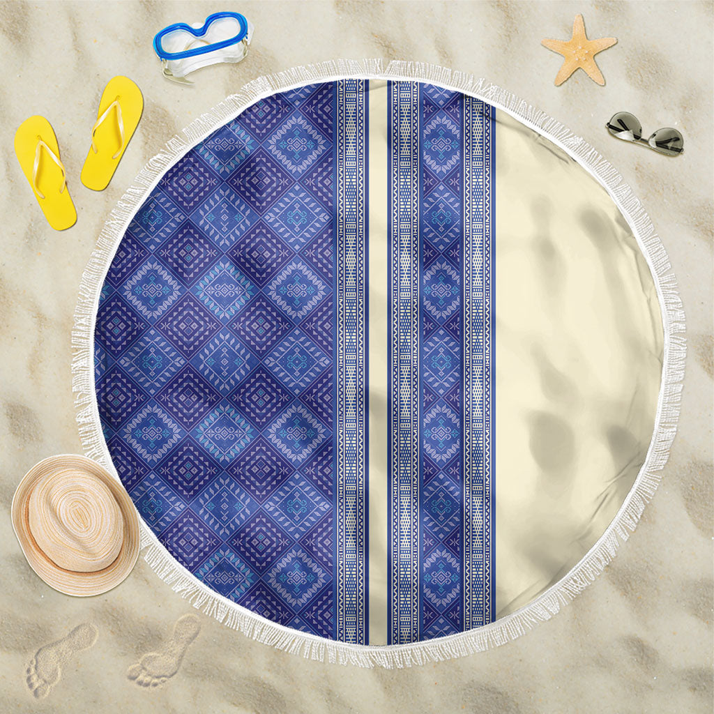 Mabuhay Philippines Festival Beach Blanket Yakan Modern Filipiniana Inspired LT14 One Size 150cm Blue - Polynesian Pride