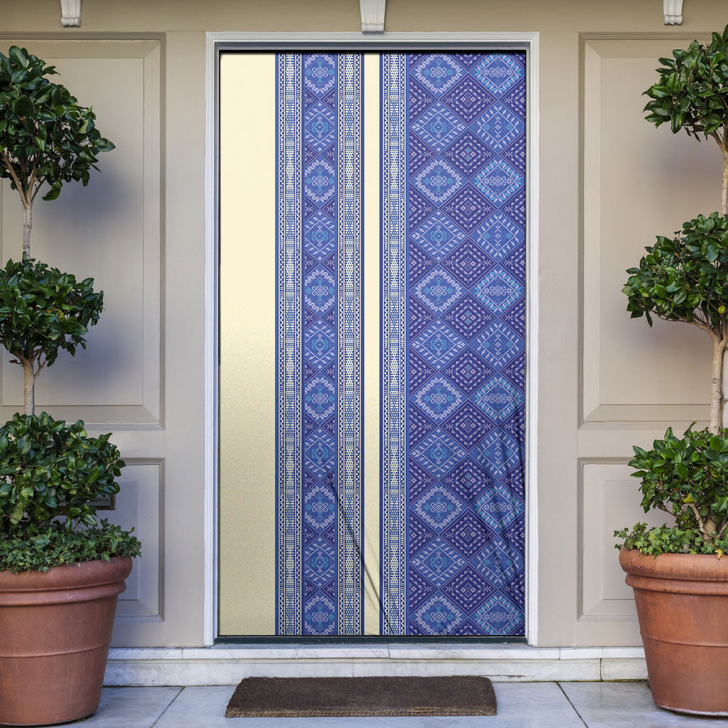 Mabuhay Philippines Festival Door Cover Yakan Modern Filipiniana Inspired LT14 Blue - Polynesian Pride