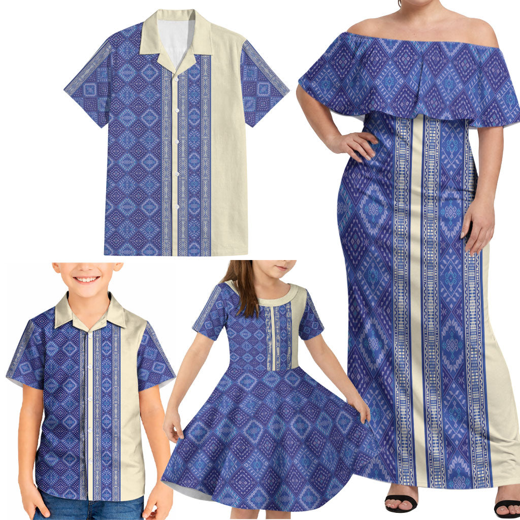 Mabuhay Philippines Festival Family Matching Off Shoulder Maxi Dress and Hawaiian Shirt Yakan Modern Filipiniana Inspired LT14 - Polynesian Pride