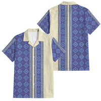 Mabuhay Philippines Festival Family Matching Puletasi and Hawaiian Shirt Yakan Modern Filipiniana Inspired LT14 Dad's Shirt - Short Sleeve Blue - Polynesian Pride