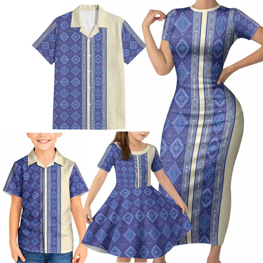 Mabuhay Philippines Festival Family Matching Short Sleeve Bodycon Dress and Hawaiian Shirt Yakan Modern Filipiniana Inspired LT14 - Polynesian Pride