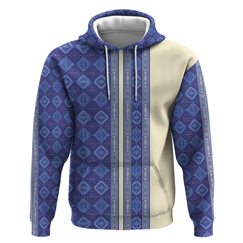Mabuhay Philippines Festival Hoodie Yakan Modern Filipiniana Inspired LT14 Pullover Hoodie Blue - Polynesian Pride