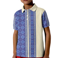 Mabuhay Philippines Festival Kid Polo Shirt Yakan Modern Filipiniana Inspired LT14 Kid Blue - Polynesian Pride