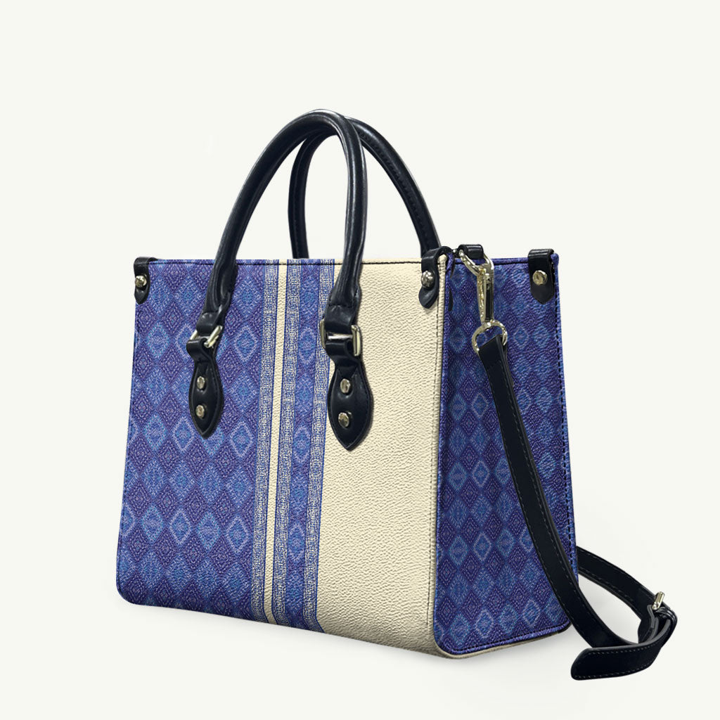 Mabuhay Philippines Festival Leather Bag Yakan Modern Filipiniana Inspired LT14 Blue - Polynesian Pride