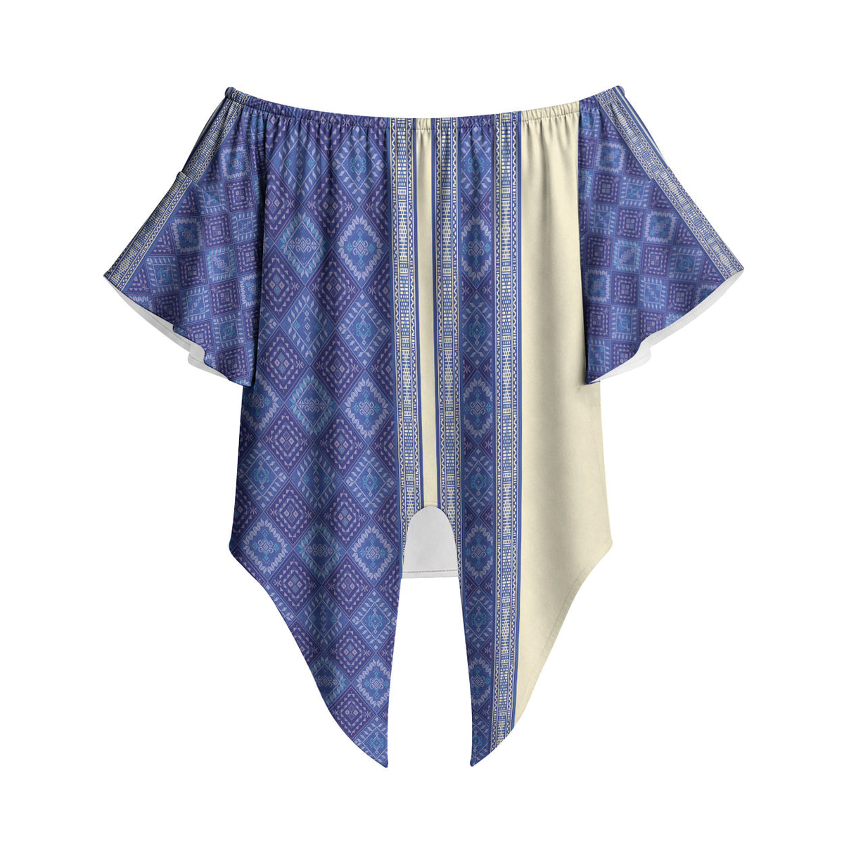 Mabuhay Philippines Festival Off Shoulder Wrap Waist Top Yakan Modern Filipiniana Inspired LT14 - Polynesian Pride