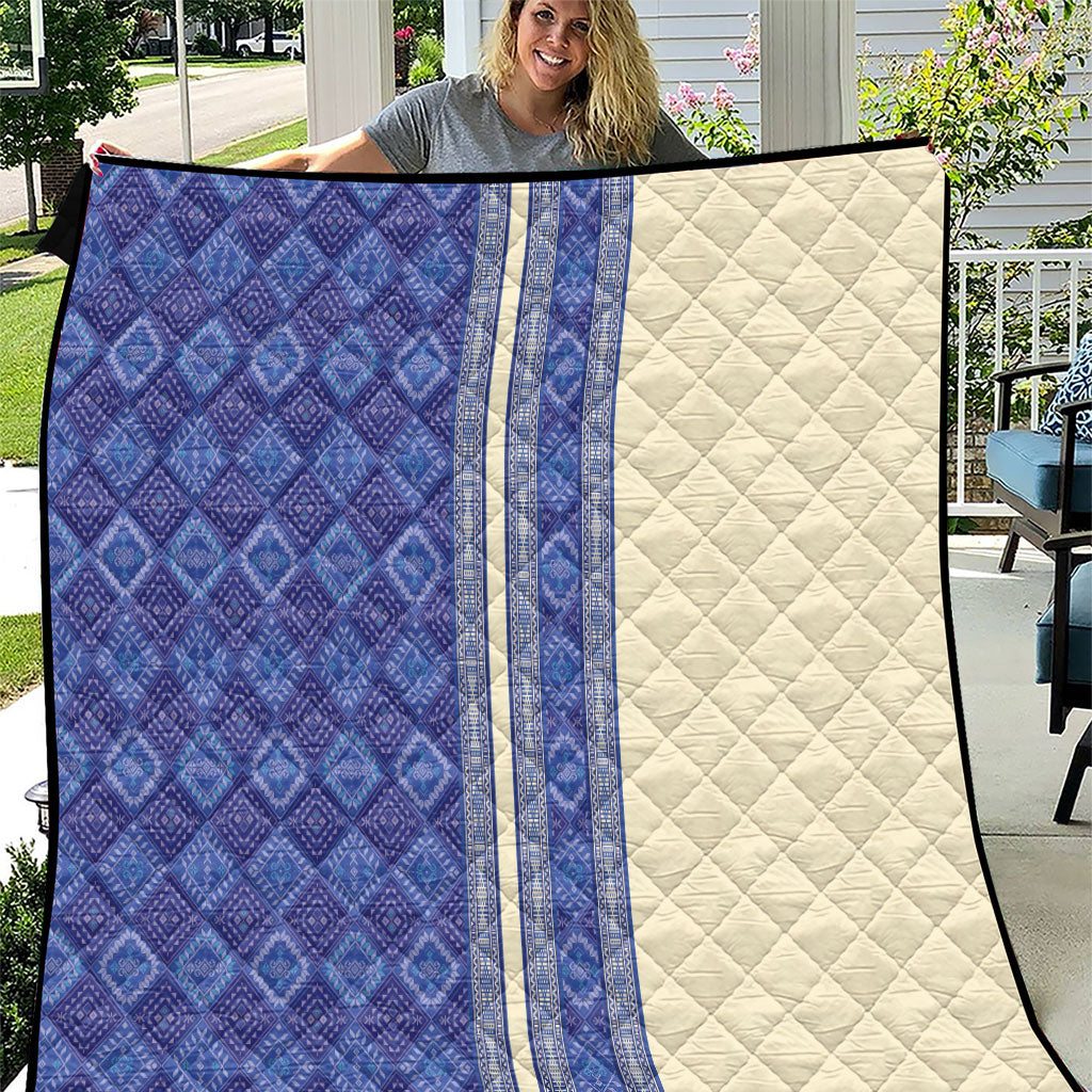 Mabuhay Philippines Festival Quilt Yakan Modern Filipiniana Inspired LT14 Blue - Polynesian Pride