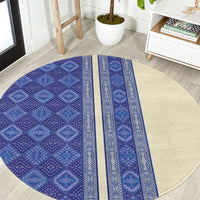 Mabuhay Philippines Festival Round Carpet Yakan Modern Filipiniana Inspired LT14 Blue - Polynesian Pride