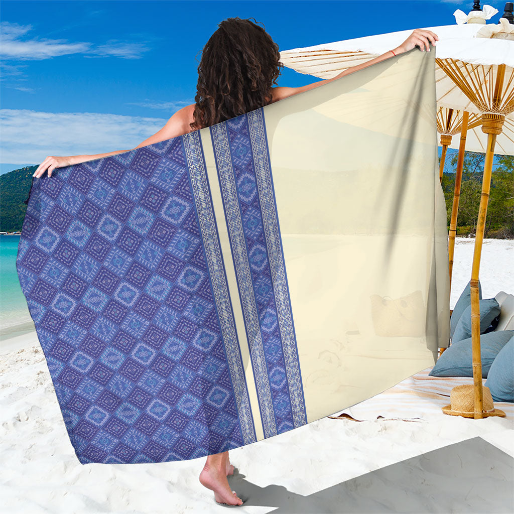 Mabuhay Philippines Festival Sarong Yakan Modern Filipiniana Inspired LT14 One Size 44 x 66 inches Blue - Polynesian Pride