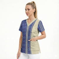 Mabuhay Philippines Festival Scrub Top Yakan Modern Filipiniana Inspired LT14 - Polynesian Pride