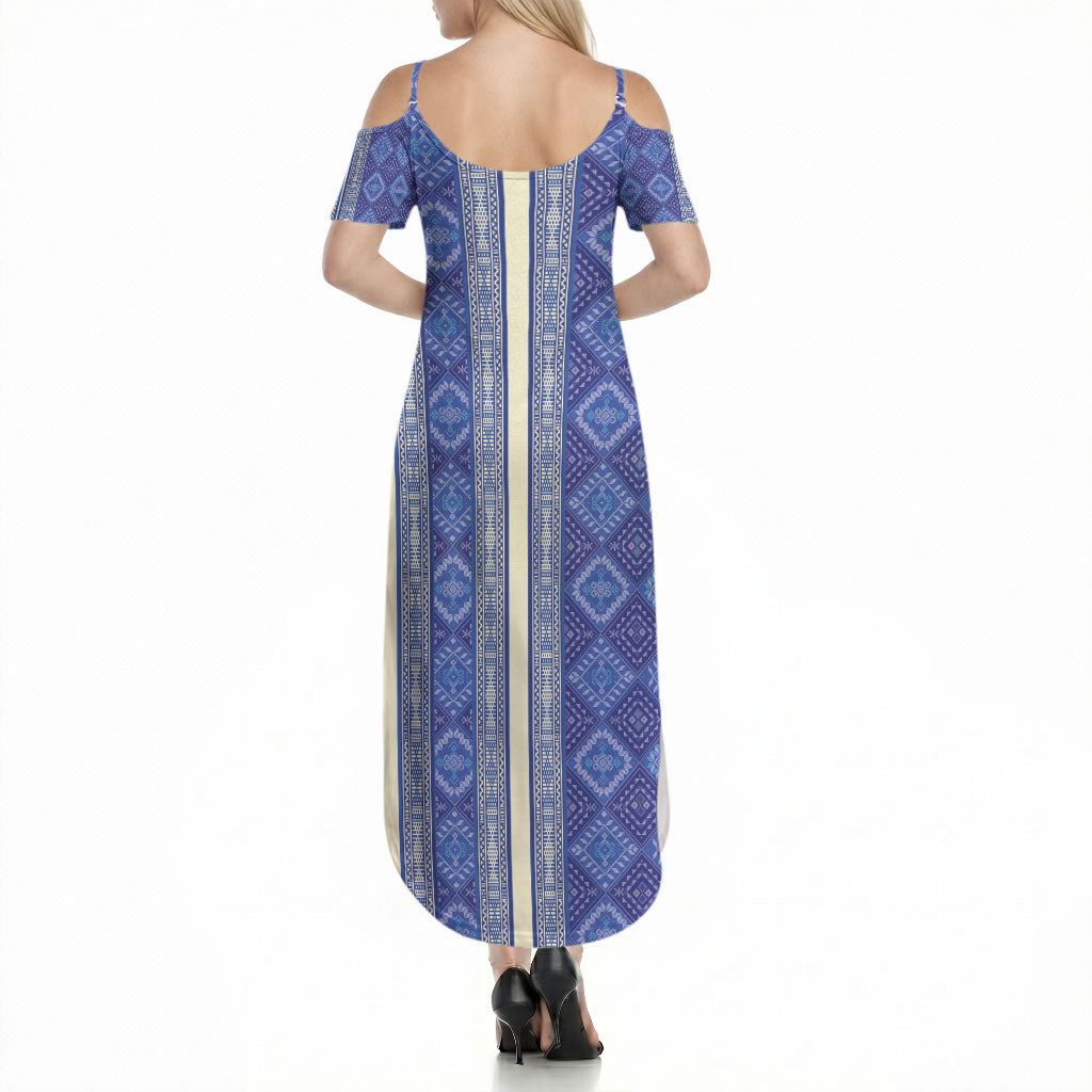 Mabuhay Philippines Festival Summer Maxi Dress Yakan Modern Filipiniana Inspired LT14 - Polynesian Pride