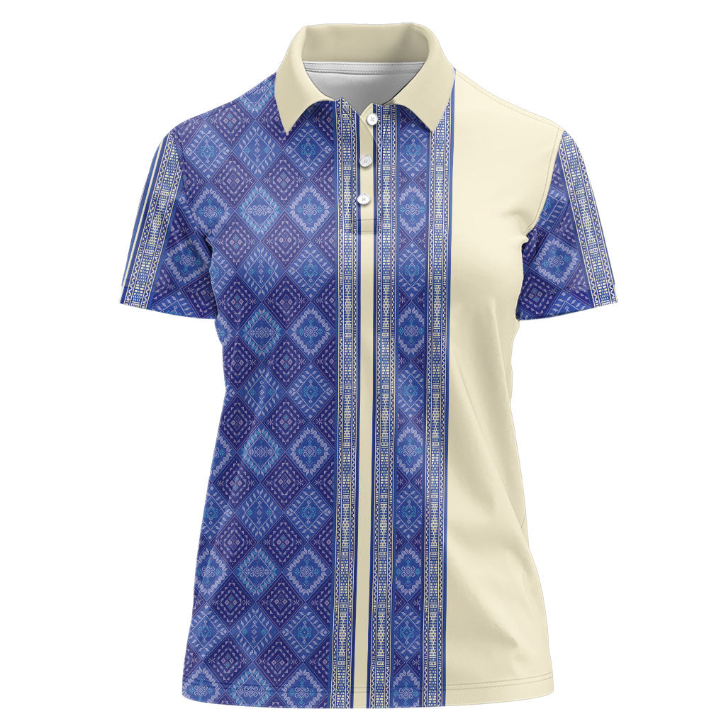 Mabuhay Philippines Festival Women Polo Shirt Yakan Modern Filipiniana Inspired LT14 Female Blue - Polynesian Pride
