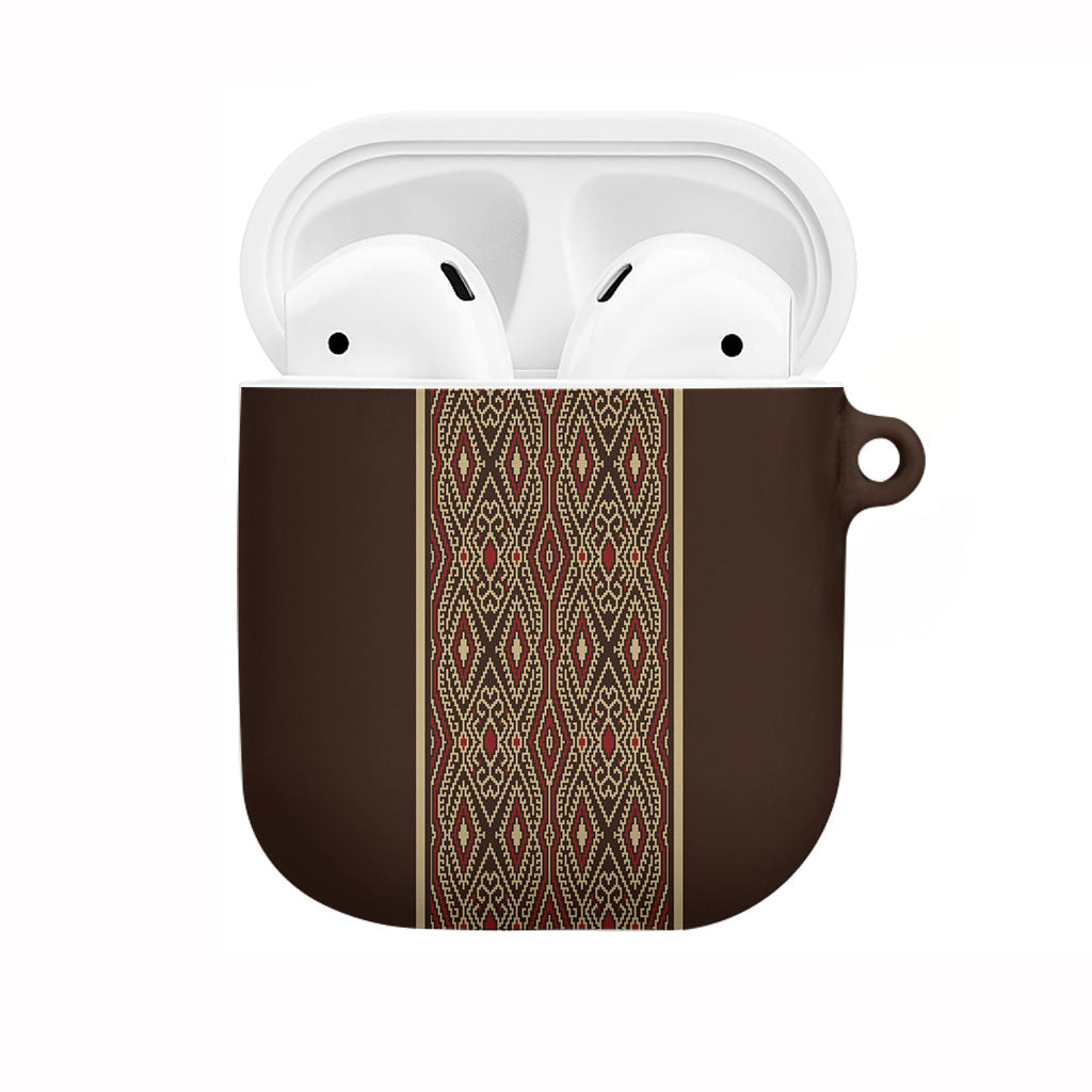 Mabuhay Philippines Festival AirPods Case Tnalak Modern Filipiniana Inspired LT14 Brown - Polynesian Pride