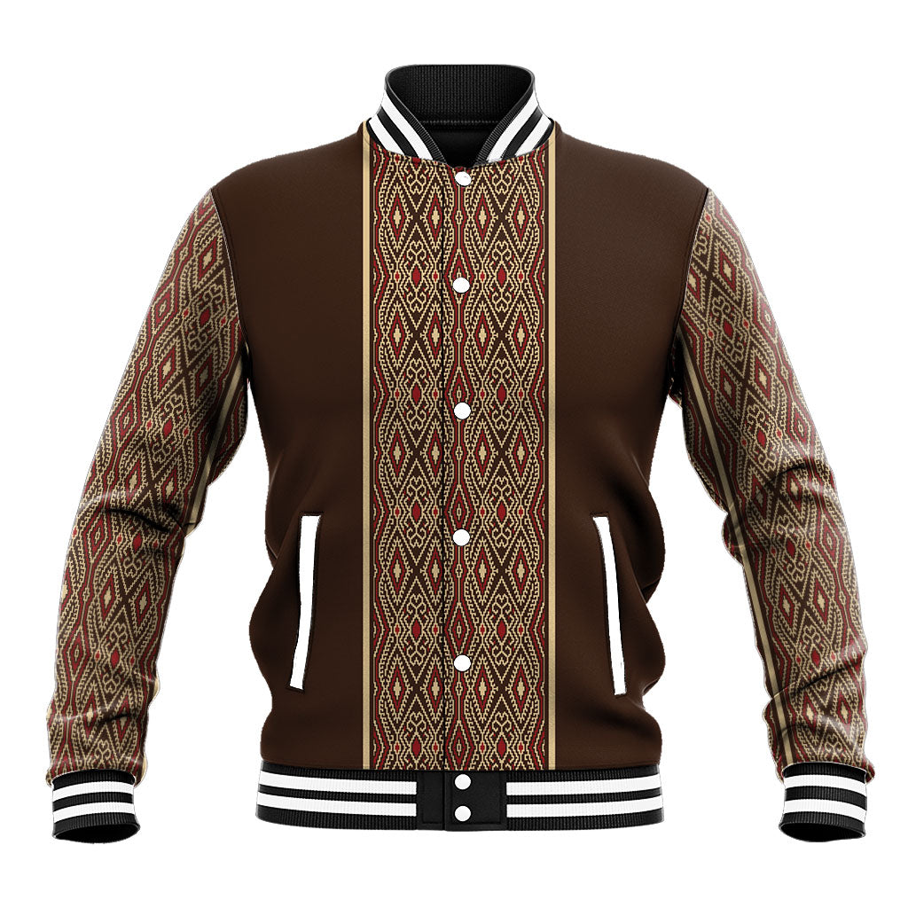 Mabuhay Philippines Festival Baseball Jacket Tnalak Modern Filipiniana Inspired LT14 Unisex Brown - Polynesian Pride