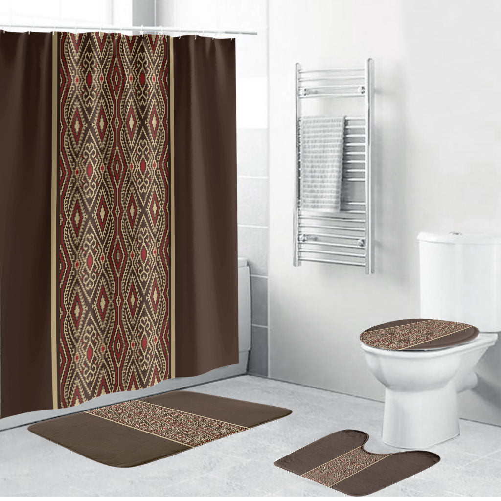 Mabuhay Philippines Festival Bathroom Set Tnalak Modern Filipiniana Inspired LT14 Bathroom Set (4 pcs) Brown - Polynesian Pride