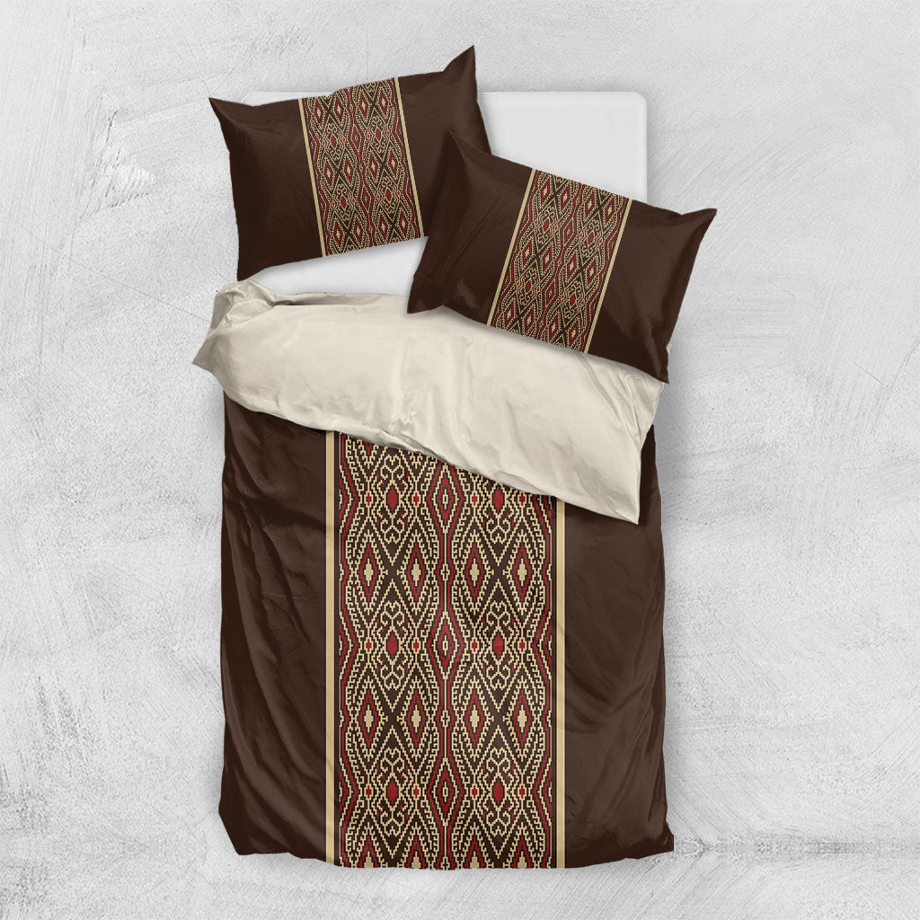Mabuhay Philippines Festival Bedding Set Tnalak Modern Filipiniana Inspired LT14 US Twin 172cm x 218cm Brown - Polynesian Pride