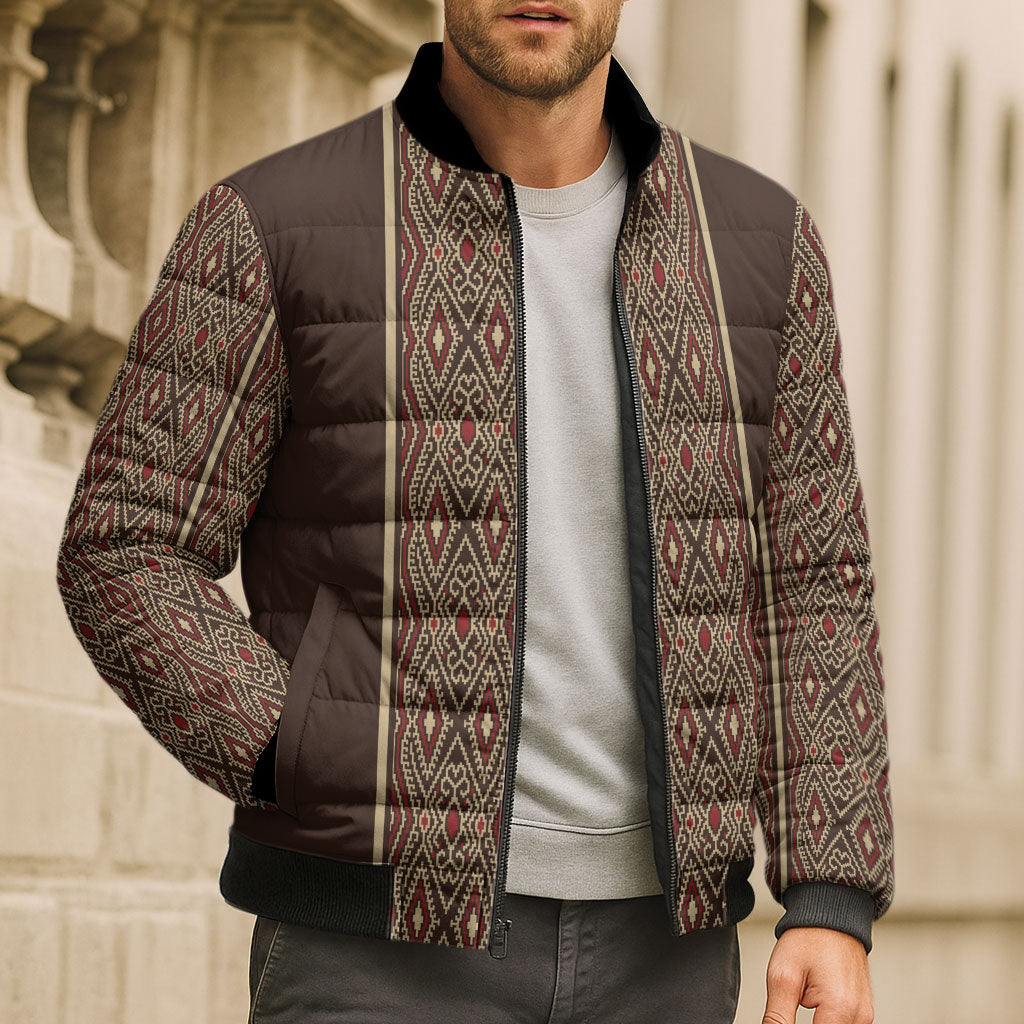 Mabuhay Philippines Festival Bomber Puffer Jacket Tnalak Modern Filipiniana Inspired LT14 - Polynesian Pride