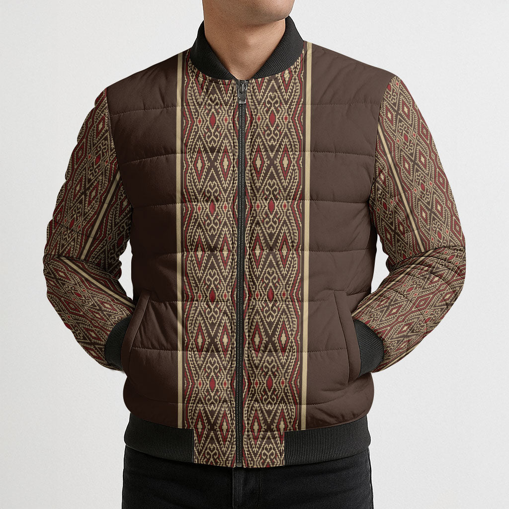 Mabuhay Philippines Festival Bomber Puffer Jacket Tnalak Modern Filipiniana Inspired LT14 - Polynesian Pride