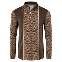 Mabuhay Philippines Festival Button Sweatshirt Tnalak Modern Filipiniana Inspired LT14 Brown - Polynesian Pride