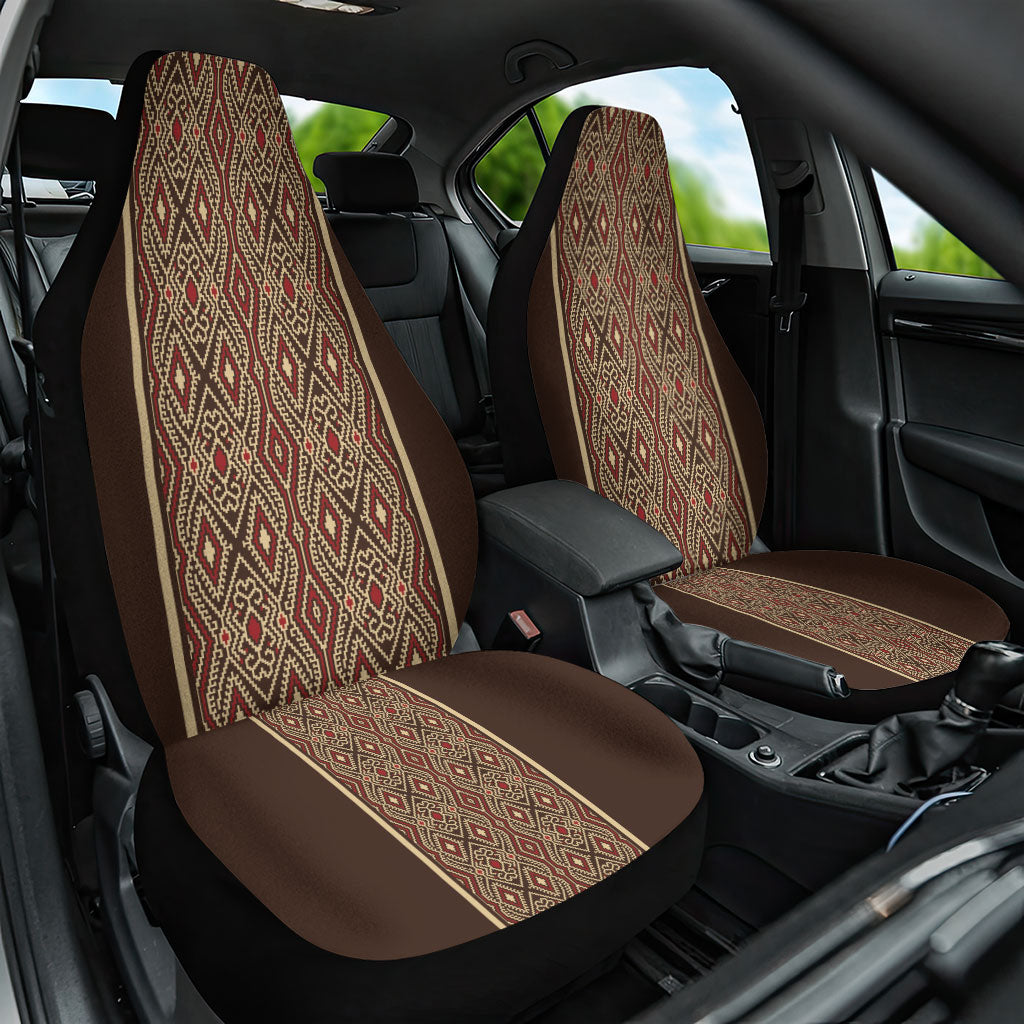 Mabuhay Philippines Festival Car Seat Cover Tnalak Modern Filipiniana Inspired LT14 One Size Brown - Polynesian Pride