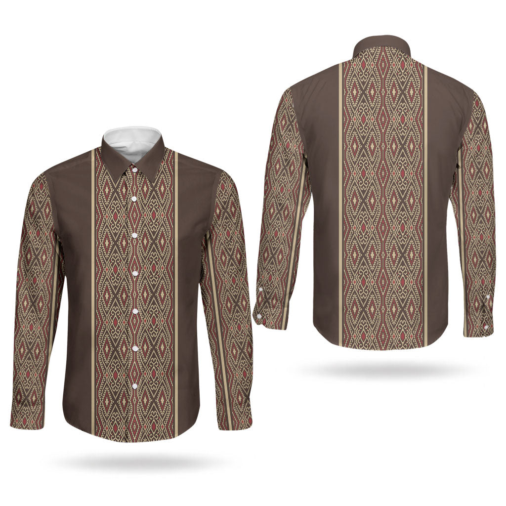 Mabuhay Philippines Festival Couples Matching Off Shoulder Maxi Dress and Long Sleeve Button Shirt Tnalak Modern Filipiniana Inspired LT14 - Polynesian Pride