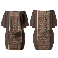 Mabuhay Philippines Festival Couples Matching Off Shoulder Short Dress and Long Sleeve Button Shirt Tnalak Modern Filipiniana Inspired LT14 - Polynesian Pride