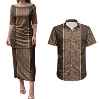 Mabuhay Philippines Festival Couples Matching Puletasi and Hawaiian Shirt Tnalak Modern Filipiniana Inspired LT14 Brown - Polynesian Pride