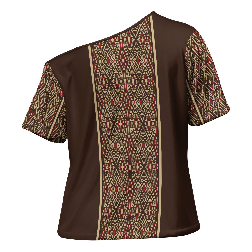 Mabuhay Philippines Festival Cross Shoulder Shirt Tnalak Modern Filipiniana Inspired LT14 - Polynesian Pride