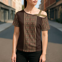 Mabuhay Philippines Festival Cross Shoulder Shirt Tnalak Modern Filipiniana Inspired LT14 - Polynesian Pride
