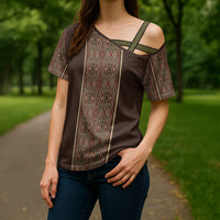 Mabuhay Philippines Festival Cross Shoulder Shirt Tnalak Modern Filipiniana Inspired LT14 - Polynesian Pride