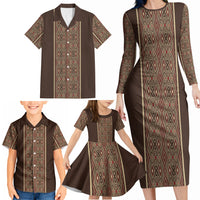 Mabuhay Philippines Festival Family Matching Long Sleeve Bodycon Dress and Hawaiian Shirt Tnalak Modern Filipiniana Inspired LT14 - Polynesian Pride