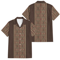 Mabuhay Philippines Festival Family Matching Off Shoulder Maxi Dress and Hawaiian Shirt Tnalak Modern Filipiniana Inspired LT14 Dad's Shirt - Short Sleeve Brown - Polynesian Pride