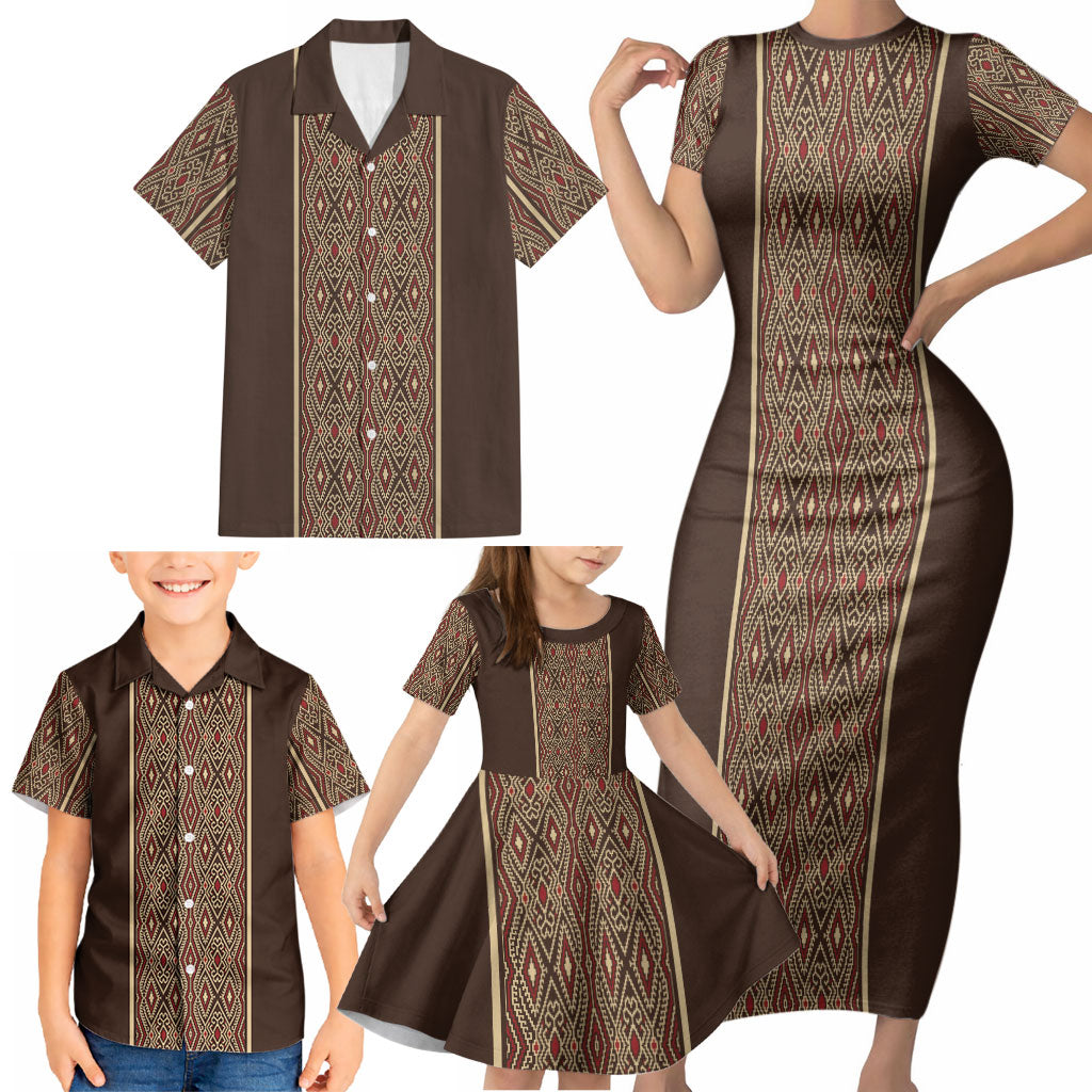 Mabuhay Philippines Festival Family Matching Short Sleeve Bodycon Dress and Hawaiian Shirt Tnalak Modern Filipiniana Inspired LT14 - Polynesian Pride