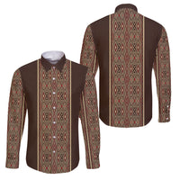 Mabuhay Philippines Festival Family Matching Summer Maxi Dress and Hawaiian Shirt Tnalak Modern Filipiniana Inspired LT14 Dad's Shirt - Long Sleeve Brown - Polynesian Pride